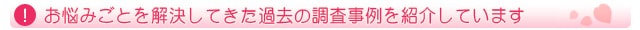 お悩みごとを解決してきた過去の調査事例を紹介しています